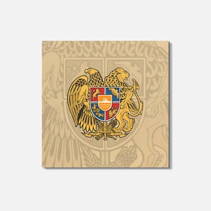 Armenia Stemma Sottobicchiere Quadrato in Legno 4'' X 4'' - Foto 1 di 3