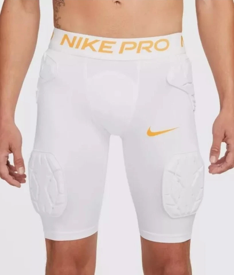 Nike Pro MENS SIZE 2XL Hyperstrong Padded White Gold Football Shorts AQ2732-101