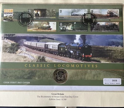 GB 2004 Railway Train Classic Locomotives FDC Cover. £2 Coin. Ltd Edition - Image 1 of 4