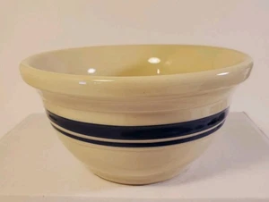 Vintage FP Roseville Pottery Ohio Friendship Blue Stripe Mixing Bowl 3 Cups - Picture 1 of 9