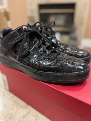ZAPATILLAS SALVATORE FERRAGAMO NEGRAS MONROE BECERRO COCODRILO HOMBRE TALLA 11 Foto 1 de 4