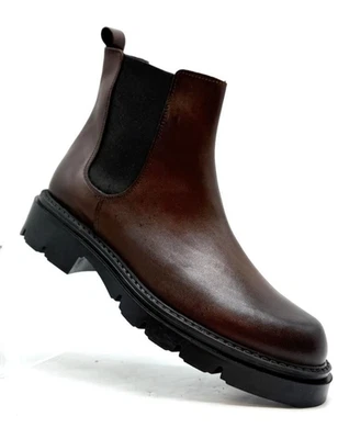 Stivaletti bassi vera pelle donna ragazza color cuoio scuro (marrone)