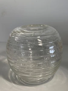 Vintage Mouth Blown Art Glass Threaded Bubble Glass Ball Vase 6 in. - Picture 1 of 9