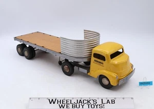 Yellow Tractor W/ Fruehauf Trailer Semi Truck Pressed Steel Smith Miller Vintage - Picture 1 of 6