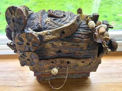 Винтажная коробка-головоломка коробка для колец скрытые ящики народное искусство керамика скульптура - Изображение 1 из 4