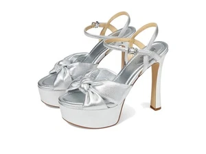 Michael Kors sandalo donna Elena plateau tacco con fiocco argento - taglia 8M - Foto 1 di 5