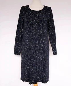 GUDRUN SJODEN Black Blue Dotted Long Sleeve Blouson Tunic Dress Size XL Pockets - Picture 1 of 9