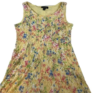 Perceptions New York Yellow Sheer Floral Lace Lined Knee-length Dress Sz L I98 - Picture 1 of 12