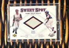 2001 upper deck sweet spot KEN GRIFFEY JR + MANNY RAMIREZ game used base NICE!