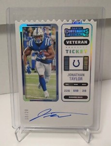 2022 Contenders Johnathan Taylor Veteran Ticket Stub Auto /28