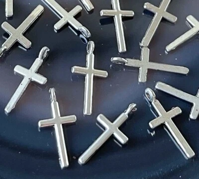 20 pingentes de berloques cruzados antigos prata estanho/liga 15x7mm - Imagem 1 de 3