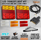 Led Trailer Tail Light Kit Square Number Plate Light Flat Plug Reflector 12v