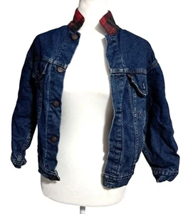 Vintage Levi Jacket Size M Buffalo Plaid Flannel Lining Denim Jean - Picture 1 of 11
