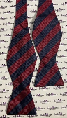 Gravata borboleta Brooks Brothers marrom e azul marinho listrada auto-gravata seda (novas-falhas menores) - Imagem 1 de 2