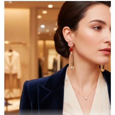 Neiman Marcus Lee Angel Women's Lucite Circle Oval Drop Earrings NWT 110 - Image 1 of 4