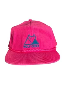 Vintage Wolf Creek Ski Resort Hot Pink Corduroy Adjustable Hat - Imagen 1 de 6