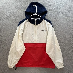 Champion Jacket Adult Medium Red White Blue Softshell Windbreaker Preppy Y2K - Picture 1 of 9