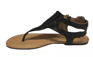 Qupid Archer-506 Fishtail Thong Sandal with Ankle Strap - Picture 1 of 26