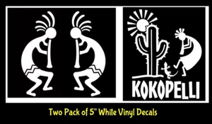 Kokopelli Kaktus Wüstenmann im Mond zwei weiße Aufkleber Auto Fenster Laptop Tablet - Bild 1 von 3
