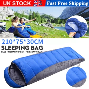 4 SEASON SINGLE SLEEPING BAGS CAMPING RECTANGULAR ENVELOPE ZIP UP KIDS ADULT~ - Picture 1 of 11