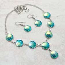 Rainbow Fish Titanium Gemstone Handmade Necklace+Earring Jewelry 10 Gms AN 8940