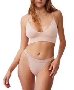 COTTON ON Women's Seamless Tanga Brasiliano Brief Beige Small - Picture 1 of 3