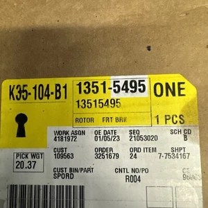 Genuine GM Front Disc Brake Rotor 13515495 - Picture 1 of 1