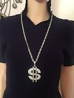 Gold Silver Dollar Sign Necklace Gangster Pimp Hip Hop Fashion Pendant Chain 