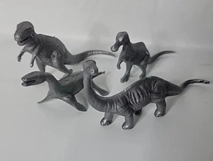 Vintage Lot Of 4~ 1960s Prehistoric Playset Dinosaur Figures~silver - Picture 1 of 7