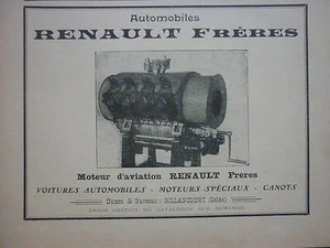 6/1909 PUB RENAULT FRERES MOTEUR AVIATION VOITURE CANOT ORIGINAL AD - Picture 1 of 1