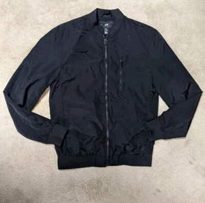 H&M Men's Zip Up Bomber Jacket Coat Size XS Black - Picture 1 of 9