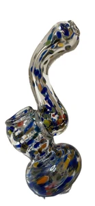 Mini Glass Bubbler | Blue Confetti  | 4 - 5" - Picture 1 of 3
