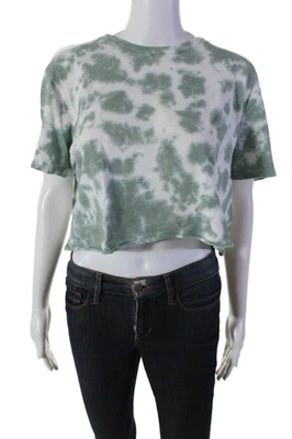 Camiseta corta cuadrada cuello redondo estampado tie dye verde algodón madre mujer talla M Foto 1 de 4