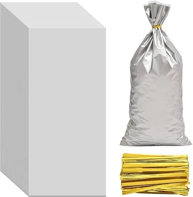 Bolsas de golosinas de celofán Lecpeting de 100 piezas de caramelos de plástico con plata  Foto 1 de 4