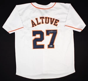 Jose Altuve Signed Houston Astros Custom 2017 A.L. MVP Jersey (Beckett) 2nd Base - Picture 1 of 7