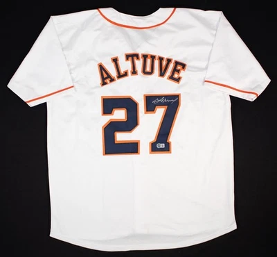 Jose Altuve Signed Houston Astros Custom 2017 A.L. MVP Jersey (Beckett) 2nd Base - Image 1 of 4