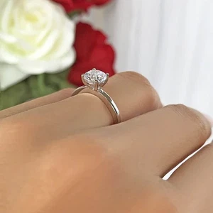 2Ct Round Cut Lab Created Diamond Women's Wedding Ring in 14K White Gold Plated - Picture 1 of 10