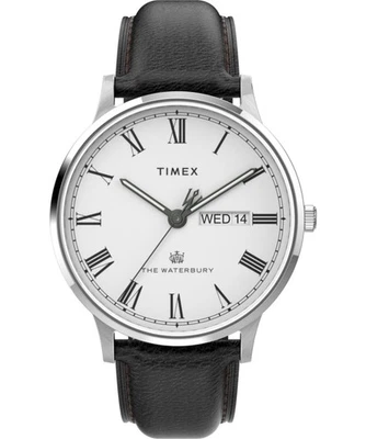 Orologio Uomo TIMEX WATERBURY TW2U88400 Vera Pelle Nero Bianco - Immagine 1 di 4