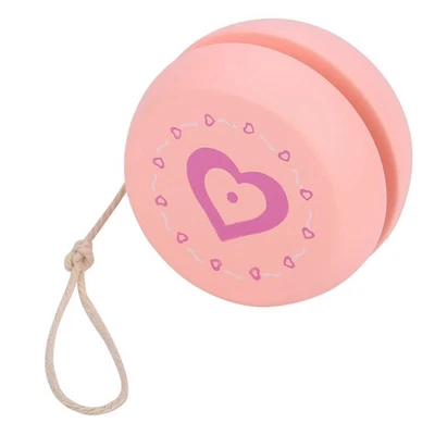 MARKENLOS (Rosa Herz) Niedliches Cartoon-Muster Holz-Jojo-Ballspielzeug Früherziehungs SA