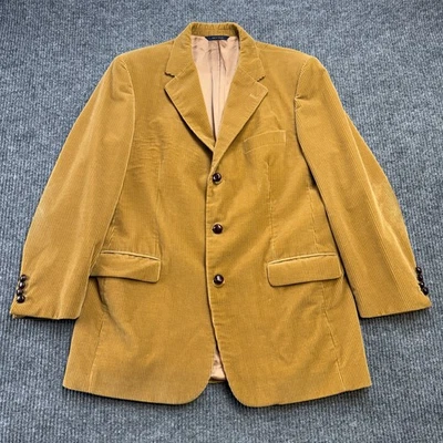 Blazer de pana Brooks Brothers de colección para hombre 42L tostado ancho ballena tres botones LEER Foto 1 de 4