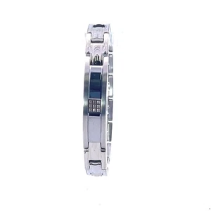 Men's 12.5mm Stainless Steel & Tungsten .10ctw Round Diamond ID Bracelet - Picture 1 of 8