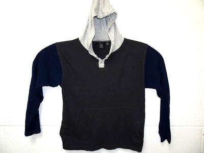 Burnside Color Block Long Sleeve Hooded T Shirt Medium Blue Black Gray Foto 1 de 4