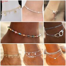 Women Multi layer Ankle Bracelet Anklet Foot Chain Boho Beads Party Jewelry Gift