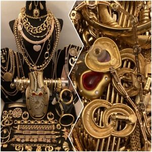 vintage to now jewelry Lot-givenchy- Monet-trifari-napier -Gold Tone-5.2lbs