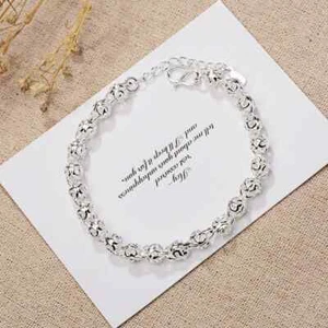 Feine hübsche schöne hohle Kugelkette 925 Sterling Silber Armband für Damen - Bild 1 von 24