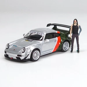 Mini Station Cyberpunk RWB Porsche 964 Silver w Figure - Picture 1 of 5