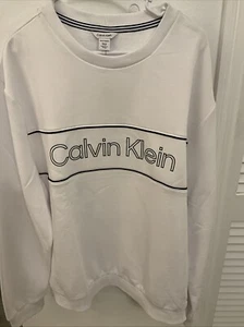NEU! CALVIN KLEIN HERREN 2XL WEISS RUNDHALS LANGARM Logo SWEATSHIRT - Bild 1 von 4