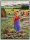 Motif point de croix compté ouvrier agricole foin artiste français Camille Pissarro