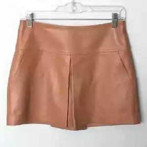 Minifalda T by Alexander Wang piel de cordero camel plisada central talla 2 - Imagen 1 de 8