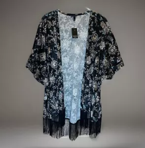 Torrid Velvet Kimono Womens 3 Black Festival Gypsy Whimsigoth Dark Duster Boho3X - Picture 1 of 11